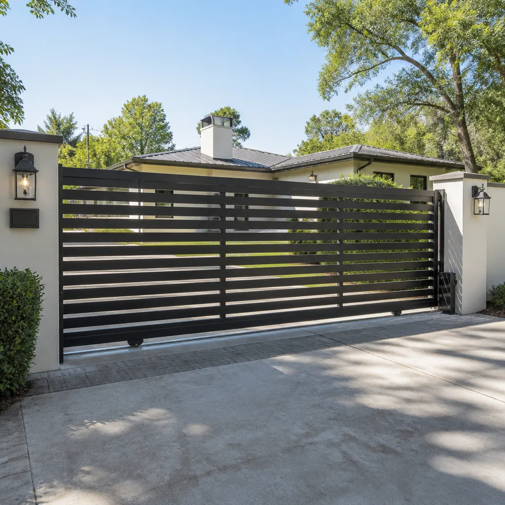 Sliding driveway gates